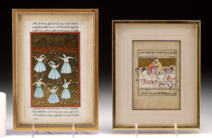 Framed Turkish Dervishes & Persian Equestrian Paintings
