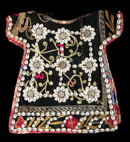 Turkmen Child's Velvet Tunic w/ Cowrie Shells