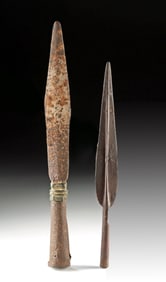 Large Chinese Ming-Qing Dynasty Spearhead & Iron Spear