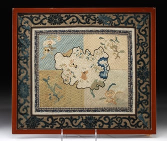 Framed Chinese Republic Era Embroidered Silk Panel