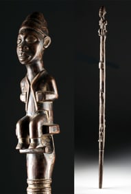 African Wood Staff w/ Leopards, Turtle, Bird & Human
