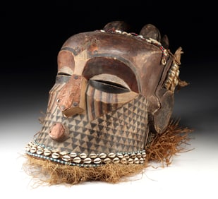 Congolese Kuba Wood Helmet Mask of Forest Spirit