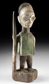 Nigerian Yoruba Wood Statue of Colonial Soldier w/ Gun