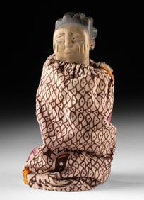 Togo Ewe Wood Venavi Twin Figure - Fabric Dress & Beads