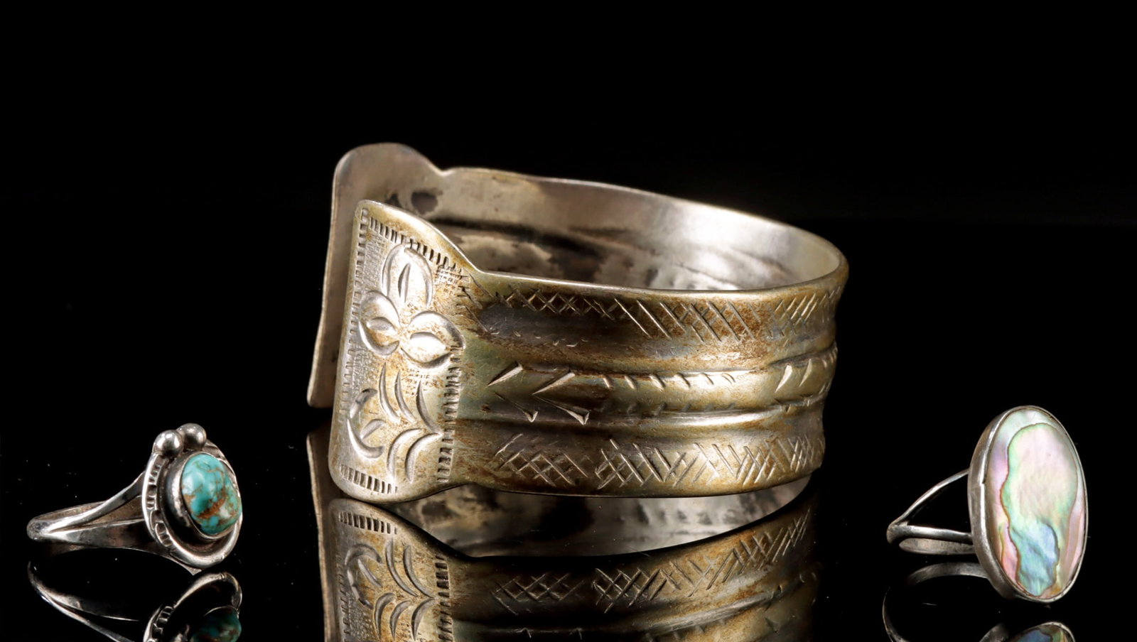Silver Jewelry from Tunisia, Mexico, American Southwest: **Originally Listed At $250** North Africa, Tunisia (Amazigh/Berber culture), ca. early to mid-20th century CE; Southwestern United States & Mexico, ca. mid-20th century CE. A collection of three silv
