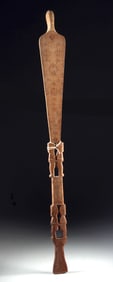 Oceania Polynesian Carved Wood Staff, Marquesas Islands