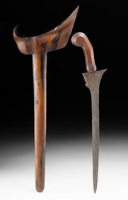Fine 19th C. Indonesian Steel & Wood Kris w/ Sheath