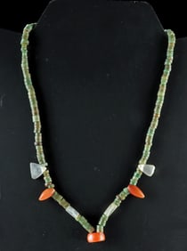 Colombian Tairona Greenstone & Carnelian Necklace