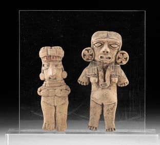 Pair of Ancient Michoacan & Chupicuaro Pottery Figures