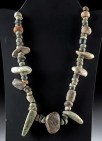Mesoamerican Jadeite & Greenstone Bead Necklace