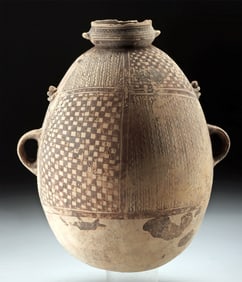 Chancay Bichrome Ovoid Vessel w/ Monkeys