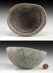 Anasazi Black on White Ladle Bowl w/ Triangular Motifs