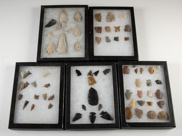Five Cases of Native American Stone Points (68 pcs)