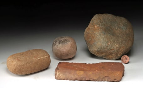 4 Native American Archaic / Woodlands Stone Hand Tools