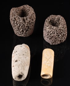 4 Ancient Hohokam Stone & Bone Medicine Pipes