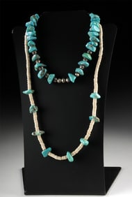 Two Native American Pueblo & Navajo Turquoise Necklaces