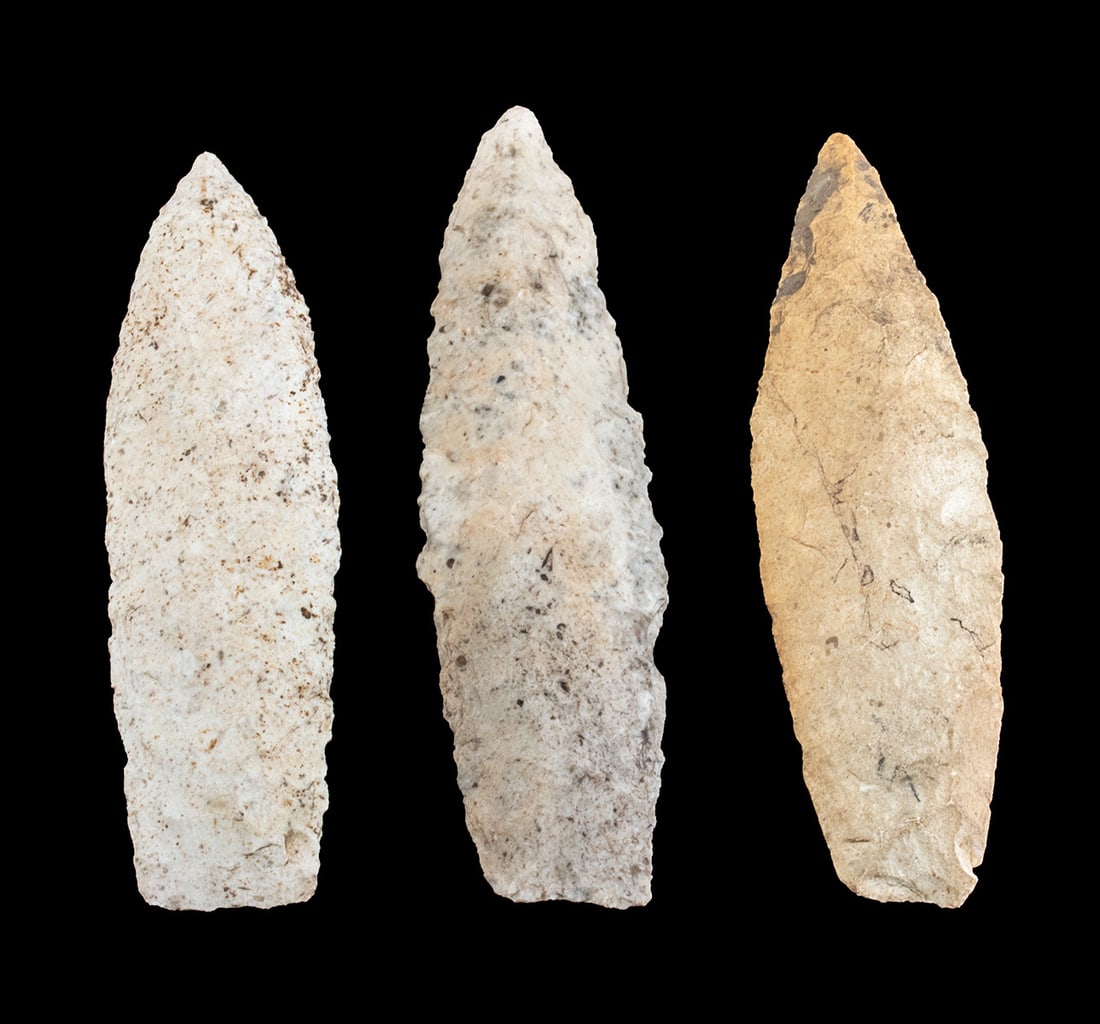 3 Prehistoric Paleo-Indian Stone Points (1 of 2)