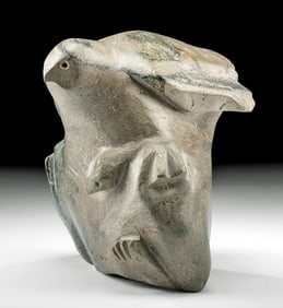 Inuit Soapstone Abstract Carving, Bird & Fox Head