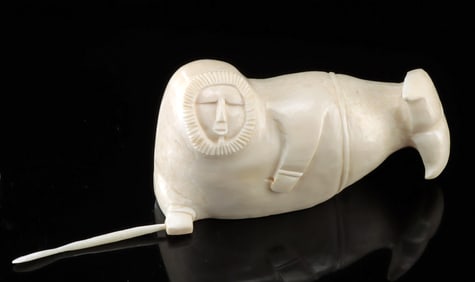 Inuit Walrus Tusk Transformation Carving, Walrus-Human