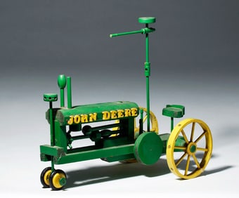 20th C. John Deere Painted Wood Tractor Toy