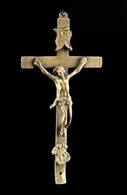 18th / 19th Century European Brass Crucifix w/ Christ