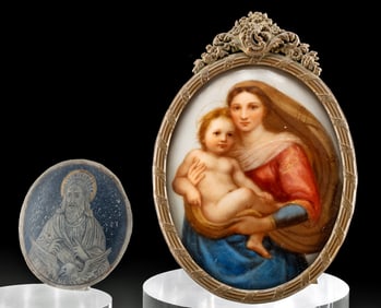 17th C. Niello Plaque + 19th C. Porcelain Painting