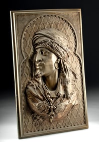 19th C. Arthur Waagen Spelter Relief - Bust of Algeran