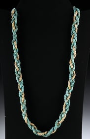 Ancient Egyptian Faience Necklace, Twisted Braid Strand