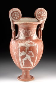 Canosan Pottery Volute Krater - Warrior Scene