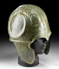 Rare Pseudo-Chalcidian Bronze Helmet w/ Ram Horns
