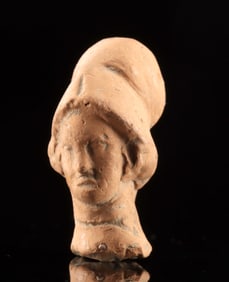 Greek Terracotta Head of Athena - Corinthian helmet