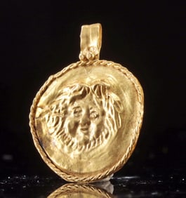 Roman Gold Pendant - Repousse Medusa Gorgoneion