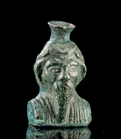 Miniature Roman Bronze Vessel - Bearded Male Bust