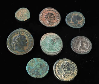 Eight Ancient Imperial Roman Bronze & Billon Coins
