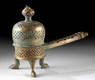 Medieval Persian Seljuq Brass Tripodal Incense Burner