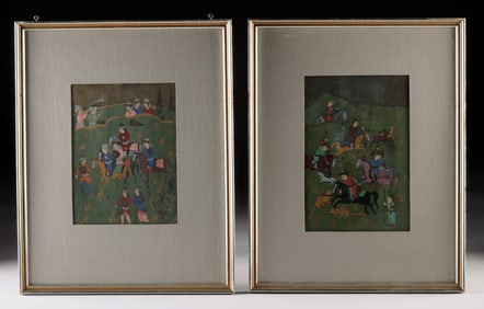 Pair of 19th C. Persian Manuscript Paintings
