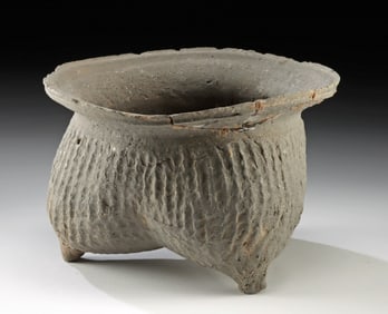 Ancient Chinese Shang Pottery Tripodal Li Vessel