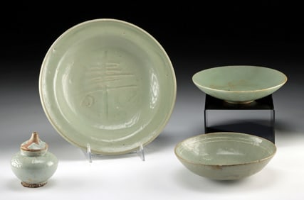 12th C. Chinese Song & Korean Celadon Vessels, 4 pcs