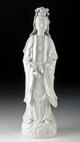 18th C. Qing Blanc de Chine Guanyin with Ruyi Scepter