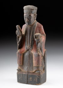 19th C. Chinese Qing Wood Ancestor Figure