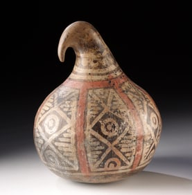Narino Pottery Gourd Vessel - Geometric Motifs