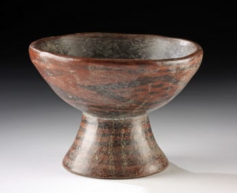Narino Pottery Negative Resist Polychrome Pedestal Bowl