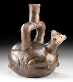 Chavin Blackware Stirrup Vessel - Deer Effigy