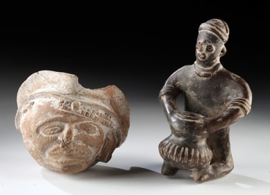 Colima Ceramic Figure & Veracruz Head
