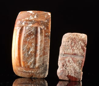 Pair of 2-Holed Pre-Columbian Colima Spondylus Beads