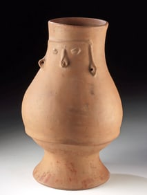 Costa Rican Nicoya Footed Pottery Vessel w/ Human Face