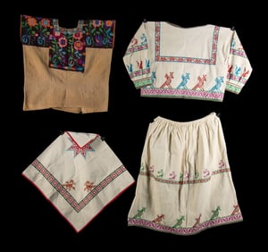 Maya Huipil Tunic & Huichol Child's Skirt & Blouse