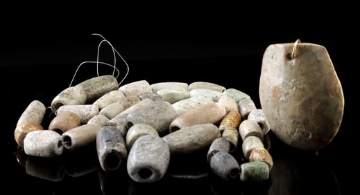 Pre-Columbian Mesoamerican Greenstone Beads