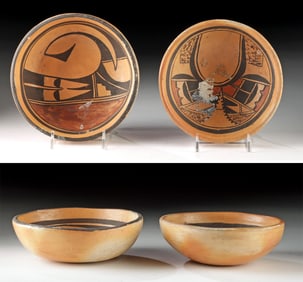 Two Hopi Early Sikyatki Revival Pottery Bowls