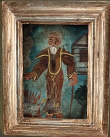 19th C. Mexican Tin Retablo - Saint Francis de Paola